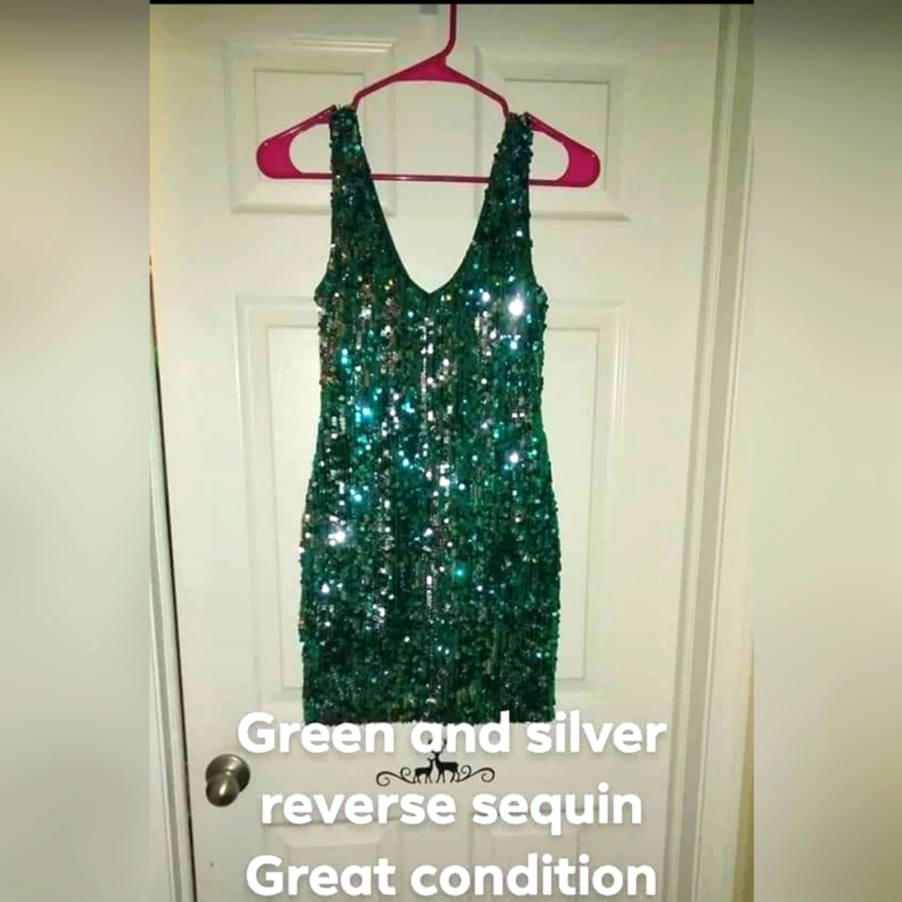 Green Reverse Sequin Dress